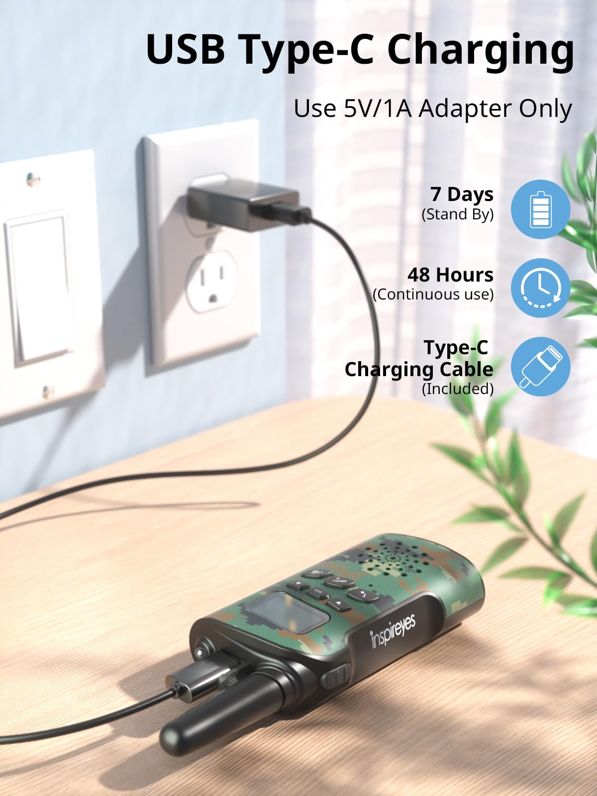 Inspireyes Walkie Talkies for Kids Rechargeable,Toys for Boys and Girls Ages 3-12, 4 Pack Long Range 2-Way Radios, Birthday Gifts,Christmas Stockings, Outdoor Play, Family Games, Hiking Camping Gear