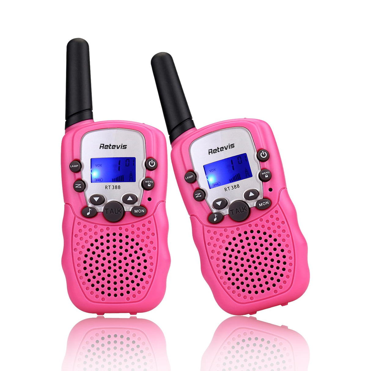Retevis RT-388 Kids Walkie Talkies for Girls Boys,6-12 Year Old Kids' Toys,22 CH LCD Flashlight,Christmas Halloween Gifts,Camping Outdoor(Pink,2 Pack)
