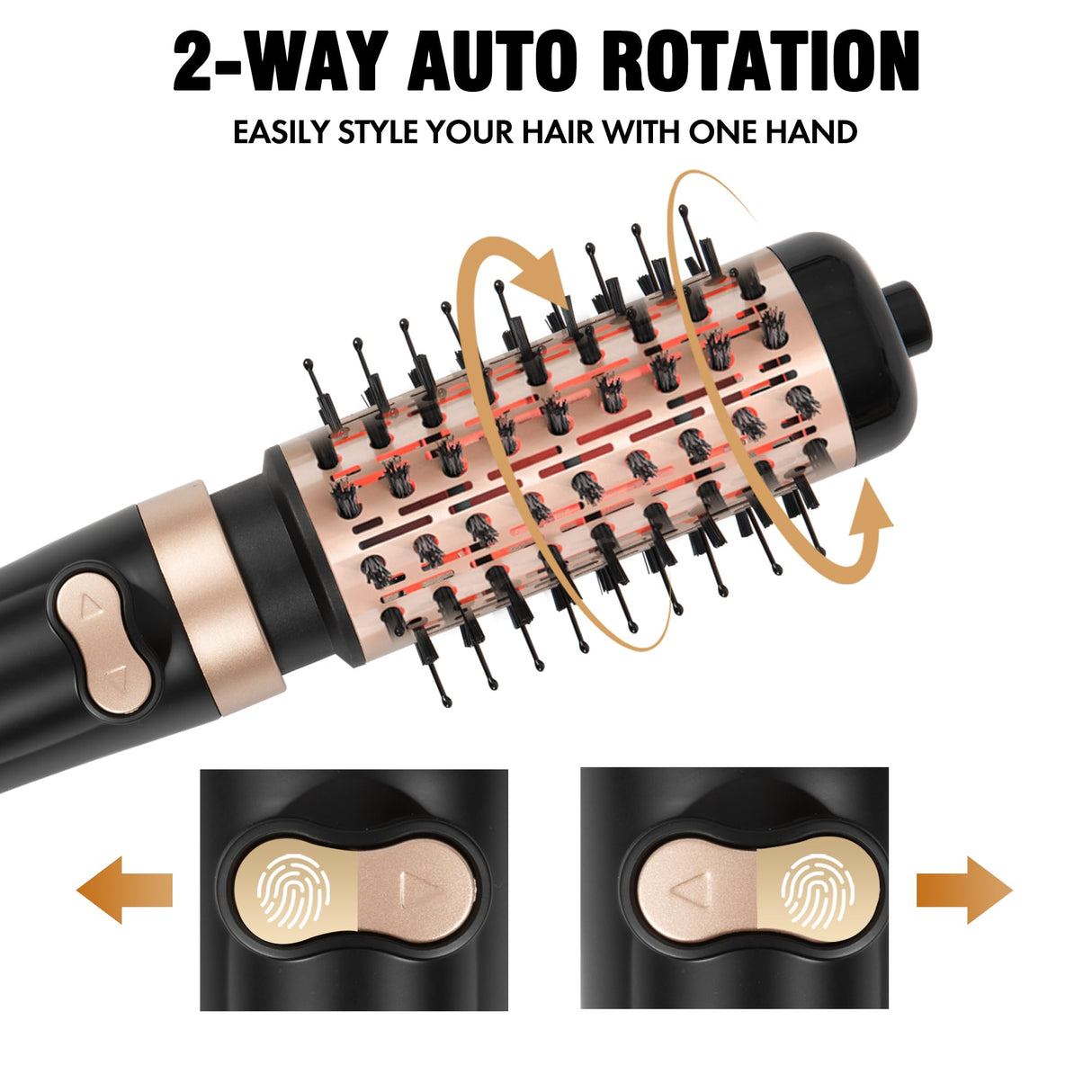 DAILYLIFE Rotating Hair Dryer Brush, Hot Air Brush with 2 Brushes (1.5" & 2"), Spinning Blow Dryer Brush with Ceramic Coating & Ionic Technology