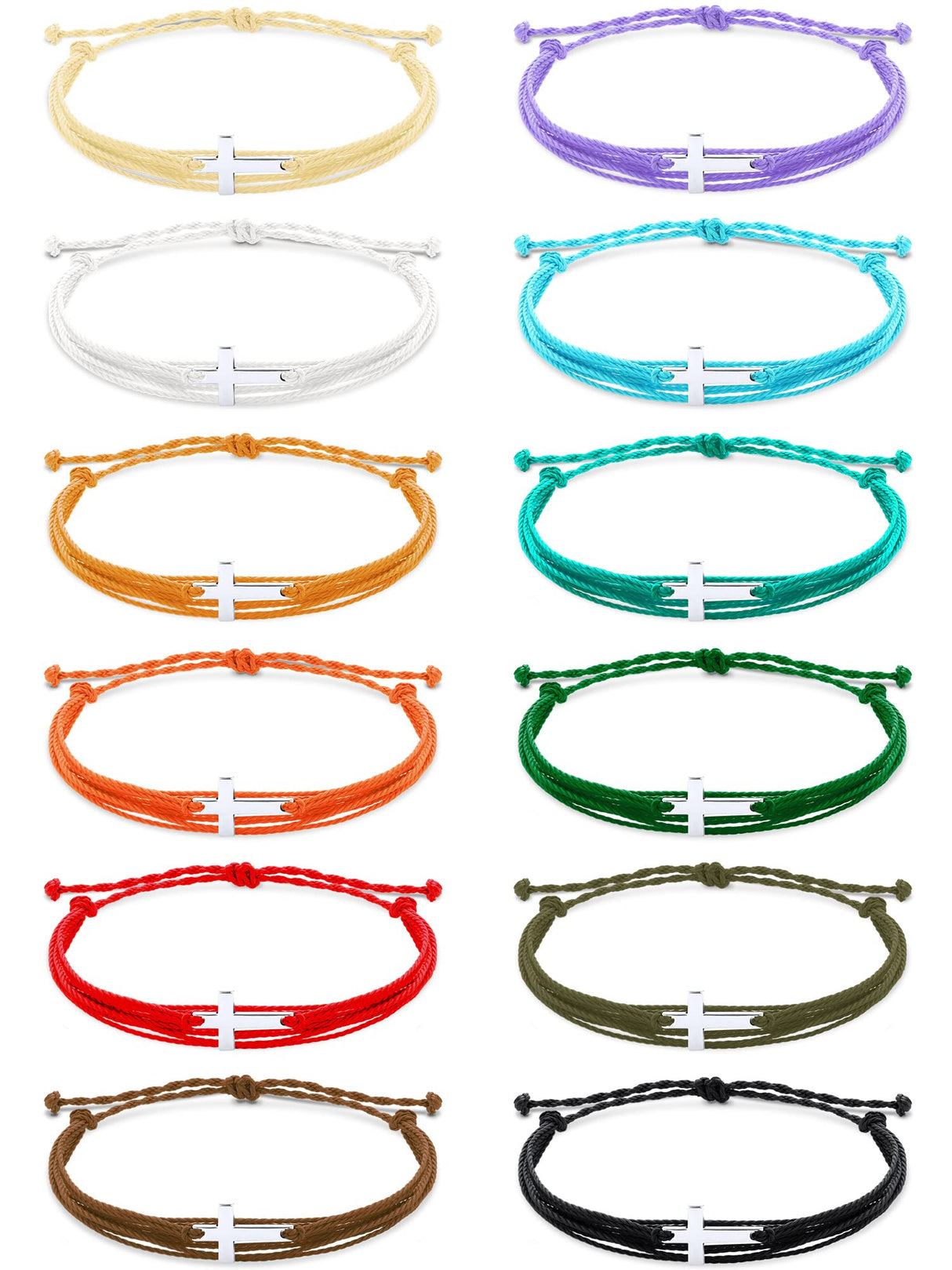 48 Pcs Cross Bracelets Bulk Christian Gifts Braided Rope for Women Men Kids