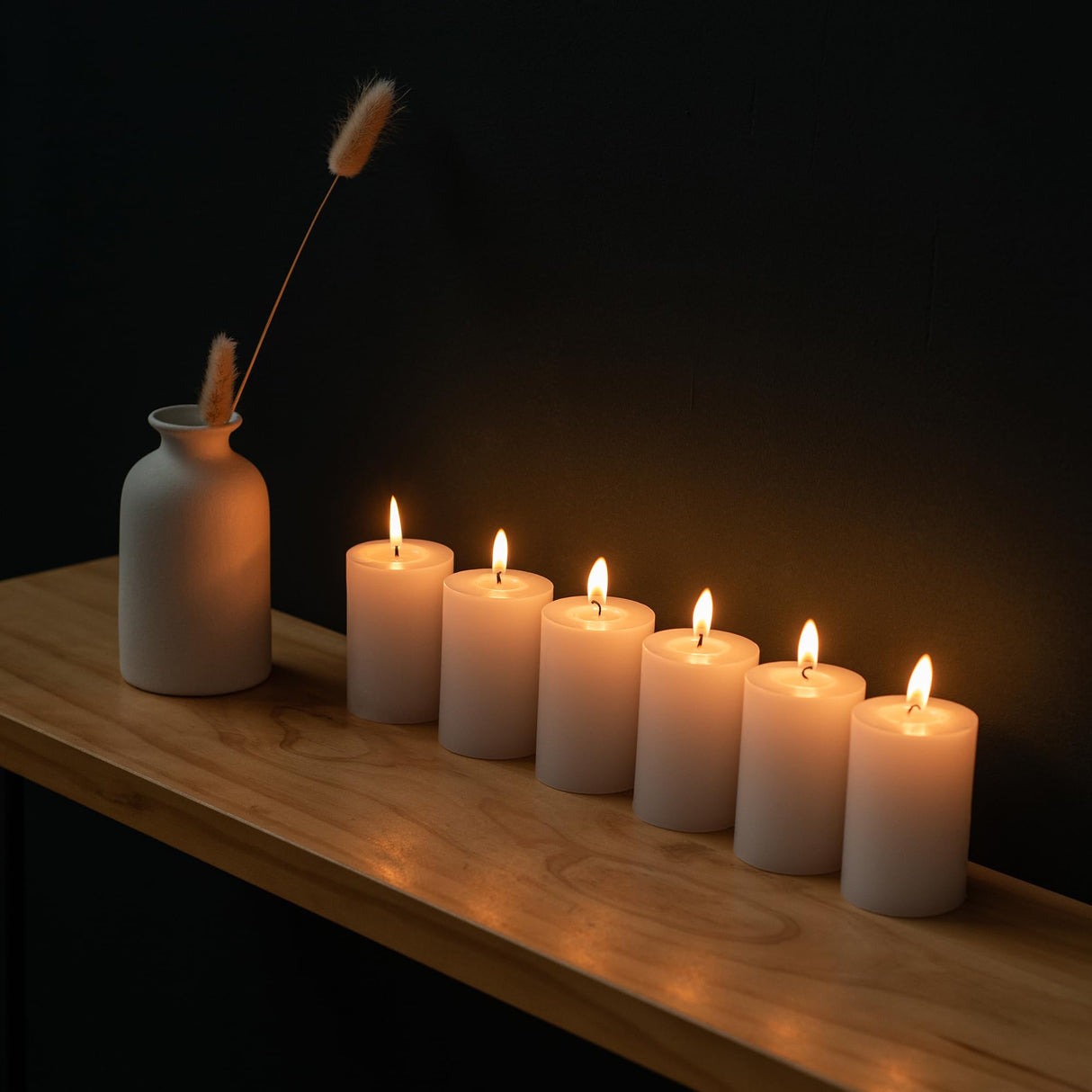 Housecret 50 Pack 2" D x 3" H (20 Hour Burn Time) White Unscented Pillar Votive Candles, Hand Poured Wax Candle Ideal Gifts for Weddings Birthdays Christmas Holidays Party