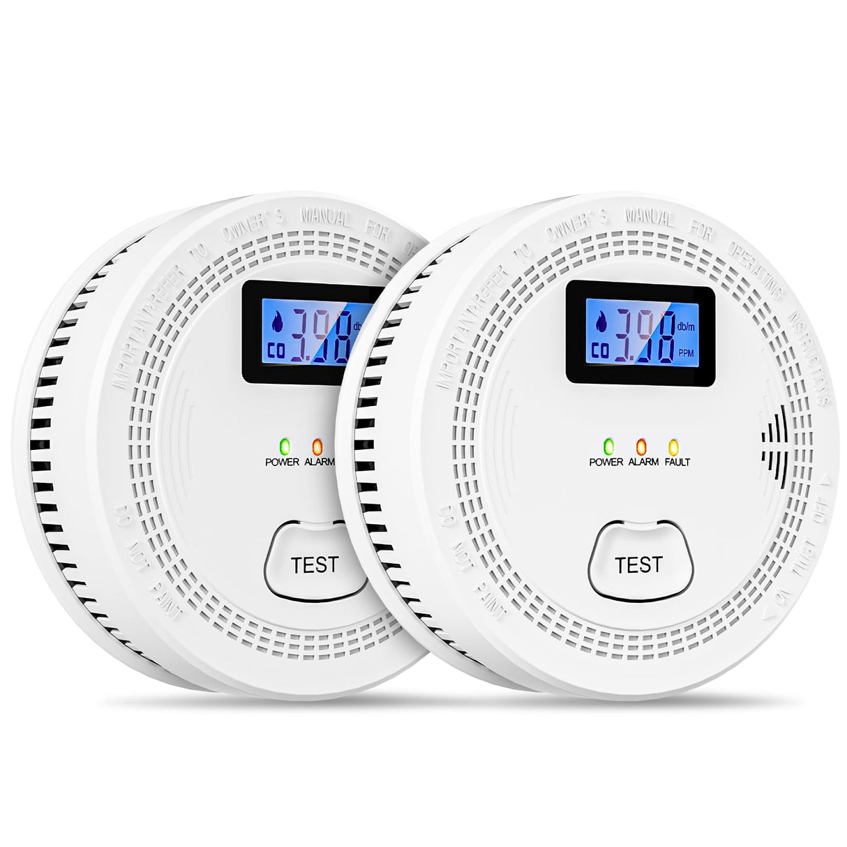 2 Packs, 2 in 1 CO & Smoke Detectors,Carbon Monoxide Detectors,Smoke Detector Battery Powered,(Include 3 * 1.5V AA Battery),85 db Smoke Alarm,Fire Alarm,Easy Install,Portable