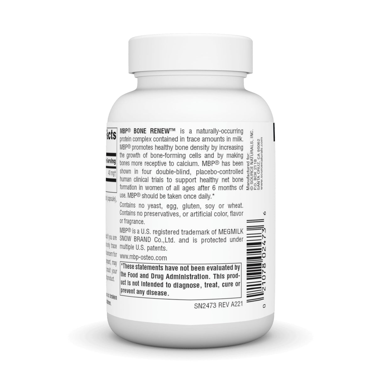 Source Naturals MBP Bone Renew - Milk Protein for Advanced Bone Density Support* - 120 Capsules