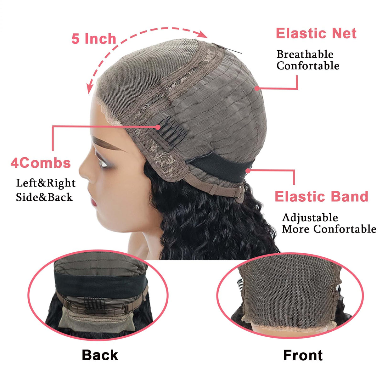 20 Inch Glueless Wigs Human Hair Pre Plucked Pre Cut 5x5 HD Lace Closure Wigs Human Hair Deep Wave Human Hair Wigs For Black Women 180% Density Brazilian Virgin Deep Wave Lace Front Human Hair Wig