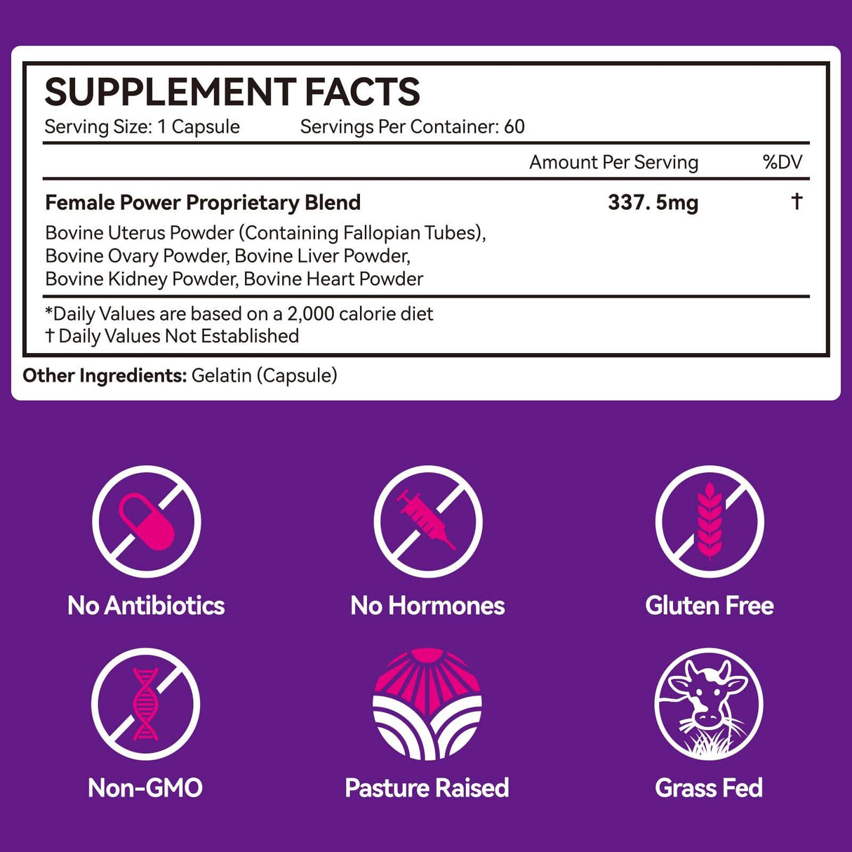 2 Pack Beef Organ Supplement for Women, Natural Grass Fed Beef Liver Capsules, Hormone Balance for Women, for Support Balance Hormones, Energy, & More and Menstrual Cycle,Skin Care