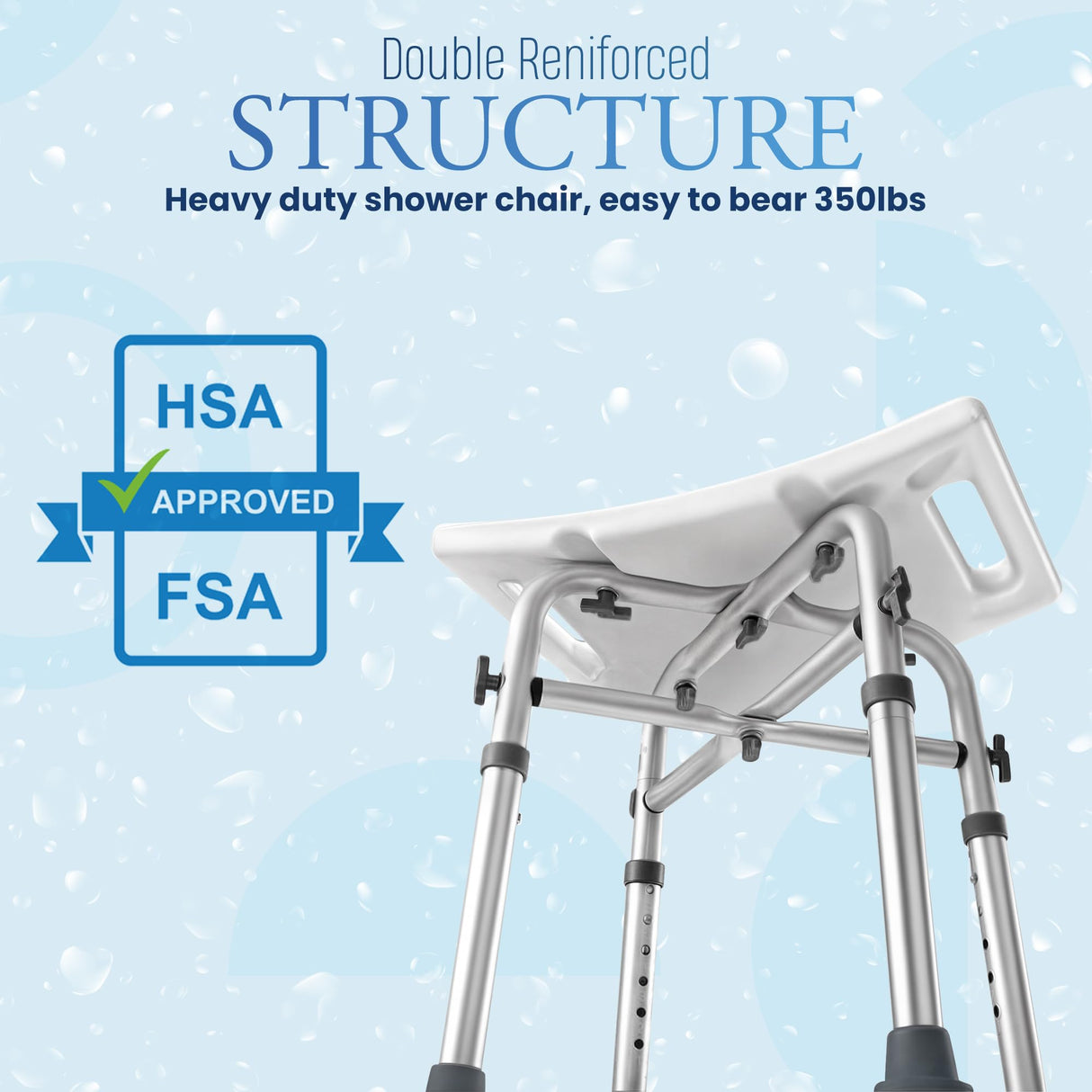 Dr.Kays Shower Chair for Inside Bathroom 350 lbs Shower Stool with Adjustable Height, Portable Heavy-Duty Bath Bench Padded Seat for Inside Tub Bathroom Chair for Elderly and Disabled FSA/HSA Eligible