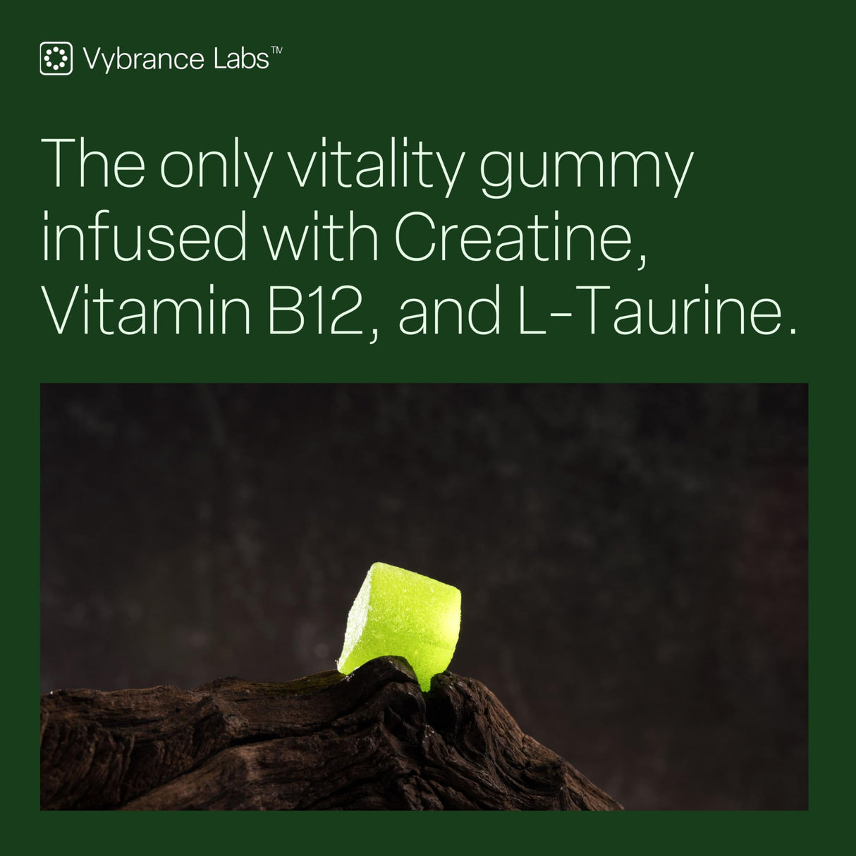 VYBRANCE LABS Creatine Monohydrate Gummies for Women & Men - 5g Creatine with Taurine & B12 for Energy, Muscle & Focus | Vegan, Sugar Free, Gluten-Free | Creatine Monohydrate | 120 ct Green Apple