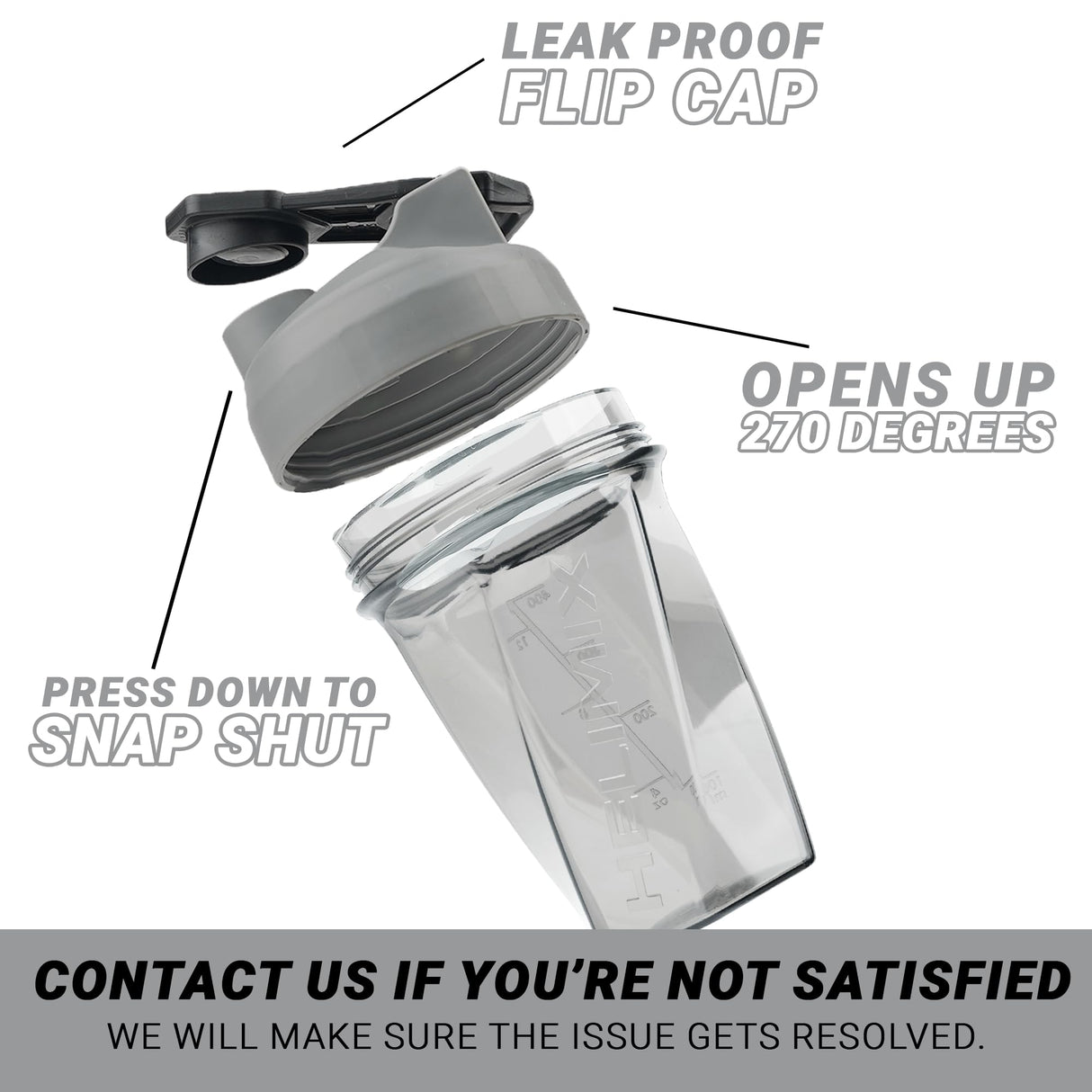 HELIMIX 1.5 Vortex Blender Shaker Bottle Holds Upto 20oz | No Blending Ball or Whisk | USA Made | Portable Pre Workout Whey Protein Drink Shaker Cup | Mixes Cocktails Smoothies Shakes | Top Rack Safe