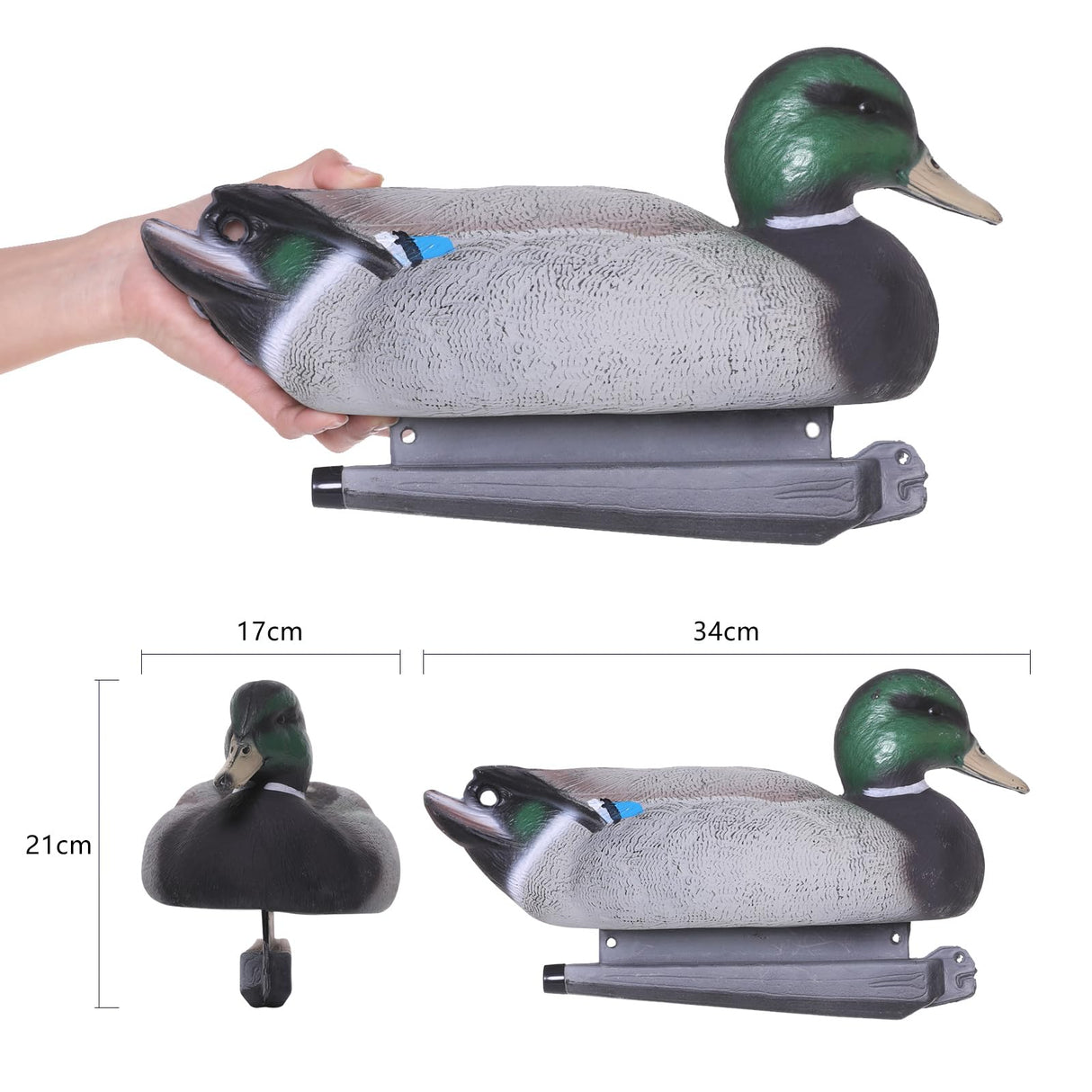 Cifavor 5 PCS Floating Mallard Duck Bait Set -2 Adult 3 Ducklings, Realistic Resin Floating Duck Bait Home Pack, Mallard Duck Bait Yard Pond Décor