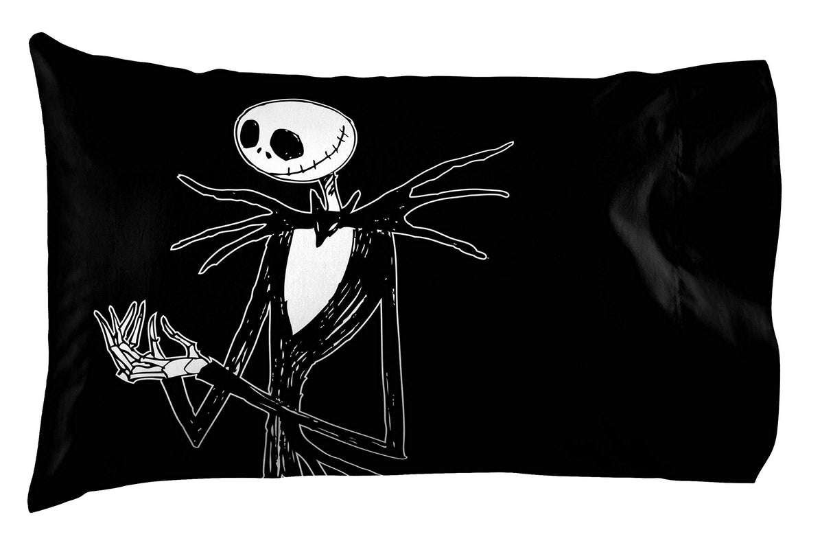 Jay Franco Kids Sheet Set with Fitted, Flat Sheets & Pillow Cover - Ultra-Soft Bedding with Pillowcase for Room Decor, White - Nightmare Before Christmas, 3 Piece Twin