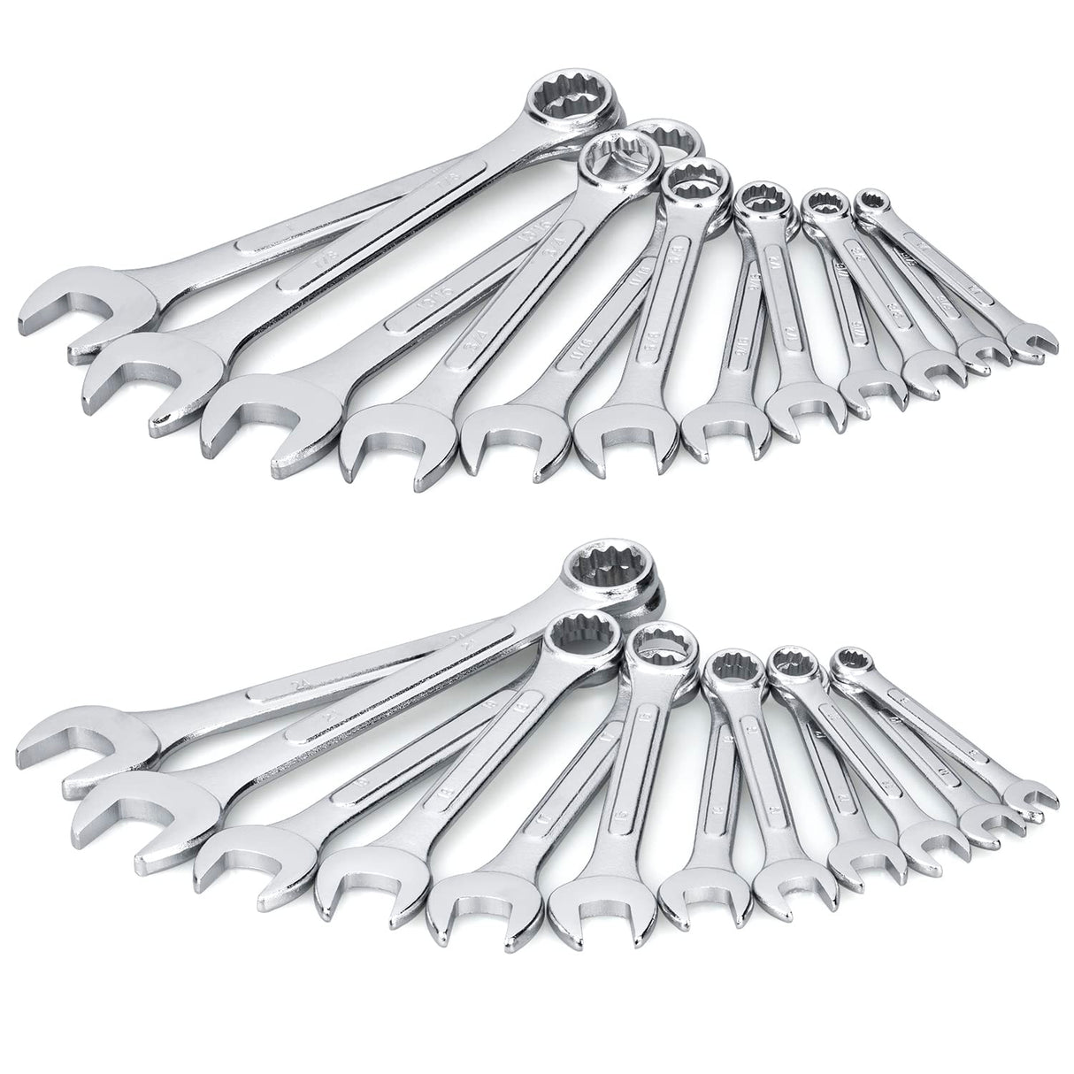 24-Piece All-Purpose Master Combination Wrench Set with Roll-up Pouch | SAE 1/4” to 1”, Metric 8mm to 24mm | Perfect for General Household, Garage, Auto Repairs, Car, Truck, Boat, and Travel Emergency