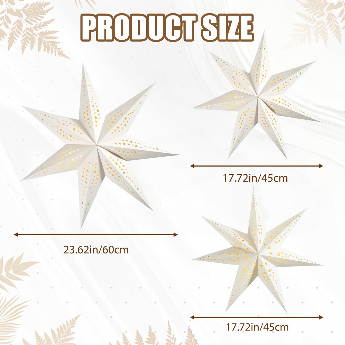Paper Star Lanterns with Lights, Christmas Hanging Decor Indoor, 3-Pack