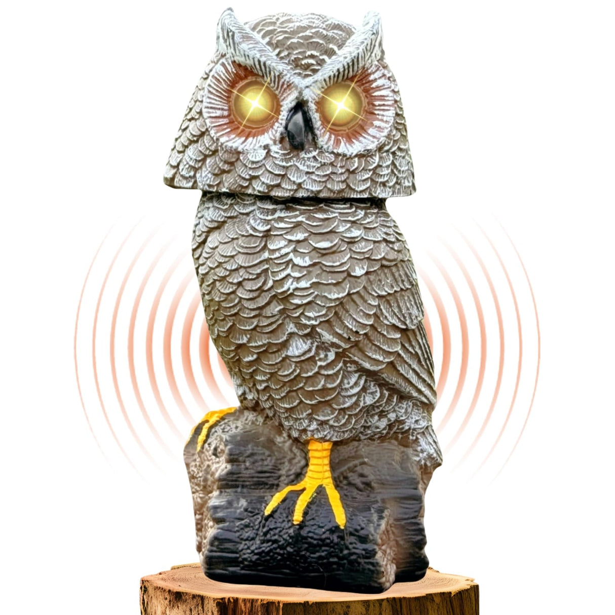 Ugold Solar Powered Garden Owl with Motion Detection, Rotating Head, Realistic Hoots and Silent Mode, Outdoor Statue and Sculpture, Owl Decoration for Home, Garden, Patio and Lawn