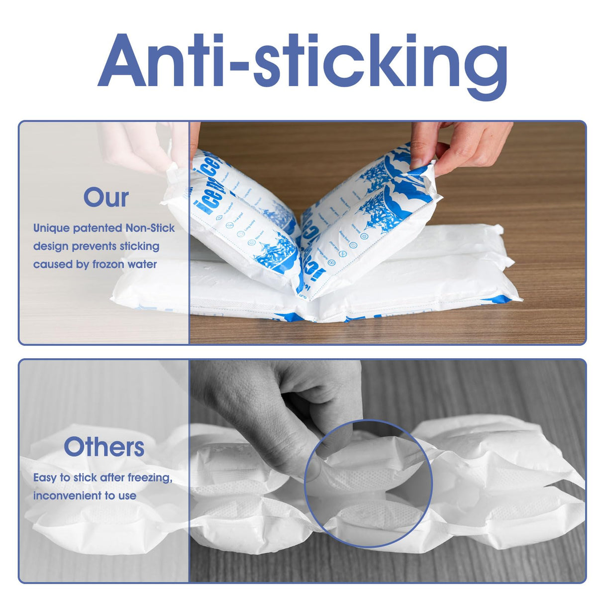 ICE OWL Dry Ice Packs for Shipping Non-Stick for Food Double-Sided Absorption TUV and SGS Tests Long Lasting Shipping Cold Packs 20 Sheets 14"x8.7" 20x4 for Coolers Lunch Bags 80Cells