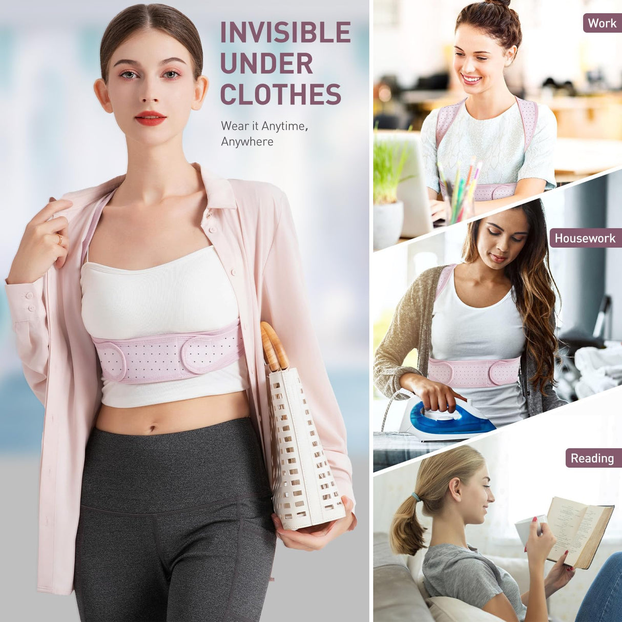 NLNYCT Posture Corrector For Women, Adjustable Back Brace For Posture, Back Posture Corrector Providing Pain Relief From Lumbar, Neck, Shoulder, And Clavicle, Back (S/M Upper Waist 25-36 Inch)
