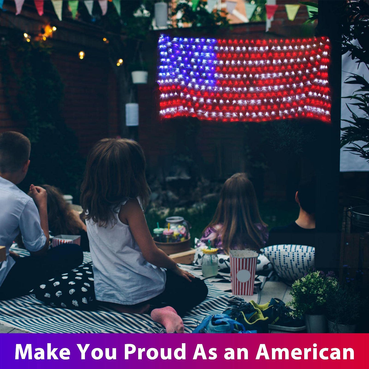 Super Large Size American Flag Lights, July 4th Patriotic Lights