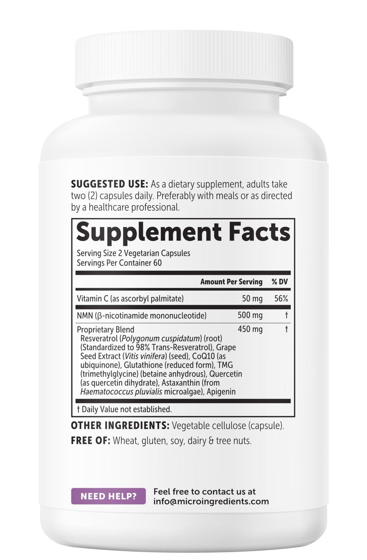 Micro Ingredients NMN Complex 1000mg Per Serving, 120 Veggie Capsules