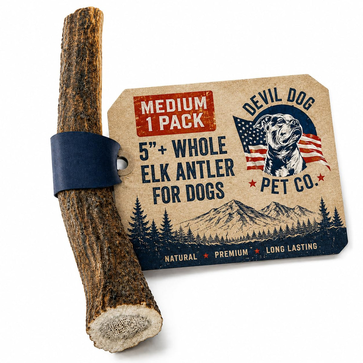 Devil Dog Pet Co Whole Elk Antlers for Dogs, Medium, Aggressive Chewers