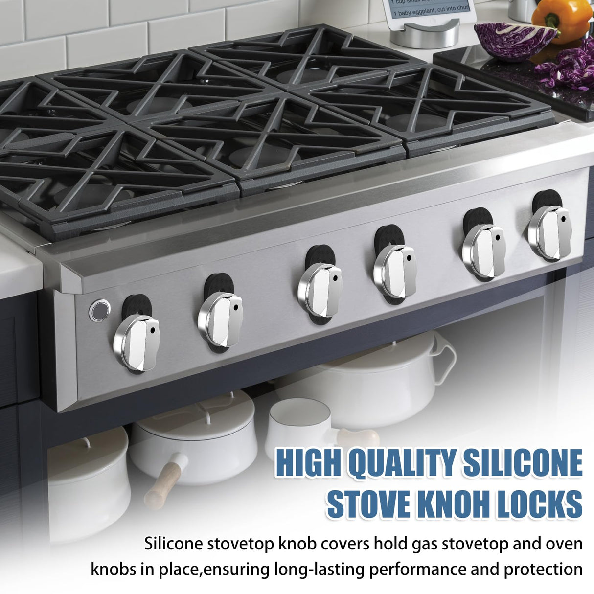 Silicone Stove Knob Safety Locks Gas Stove Knob Covers - Child Proof Oven Knob Locks (6 Pack)