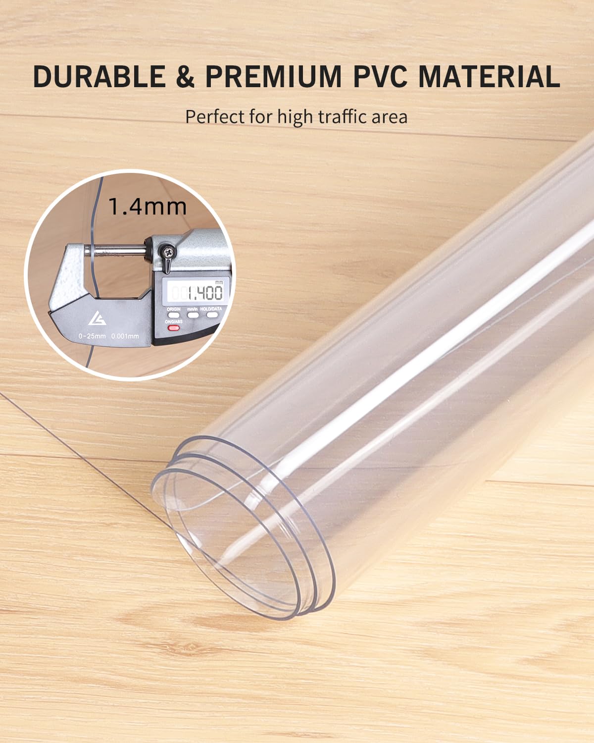 FURKIT Area Mat for Hard Floors, 5'×7' Transparent PVC Area Rug for Home, Waterproof Durable Protector for Dining Room, Kitchen, Living Room, Large No-Slip Baby Play Mat for Floor, Pet Litter Pad