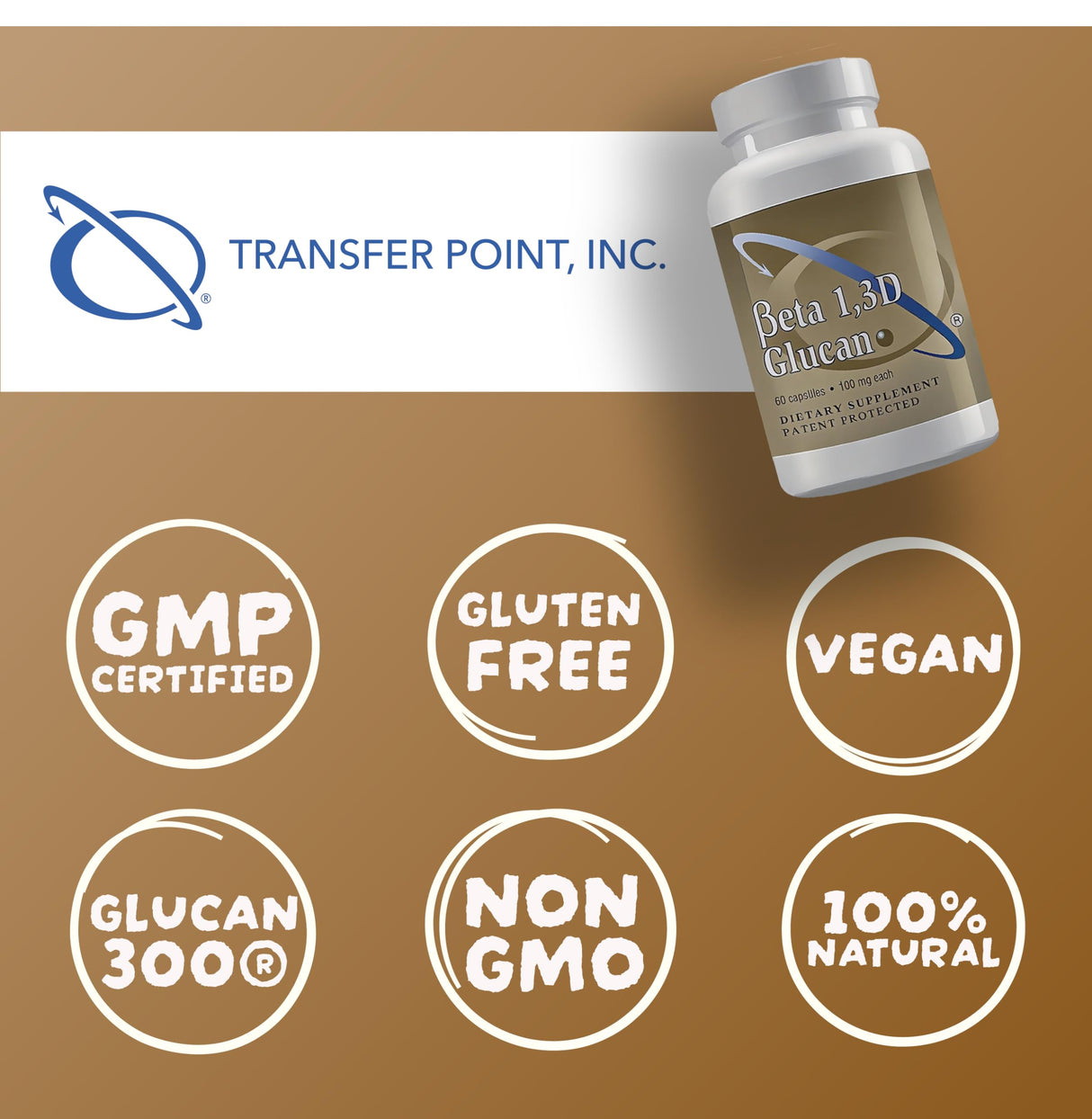 Transfer Point Immune Support Supplement Highly Purified Beta Glucan 100 mg per Capsule (beta-glucan Fiber) (Pack of 1)