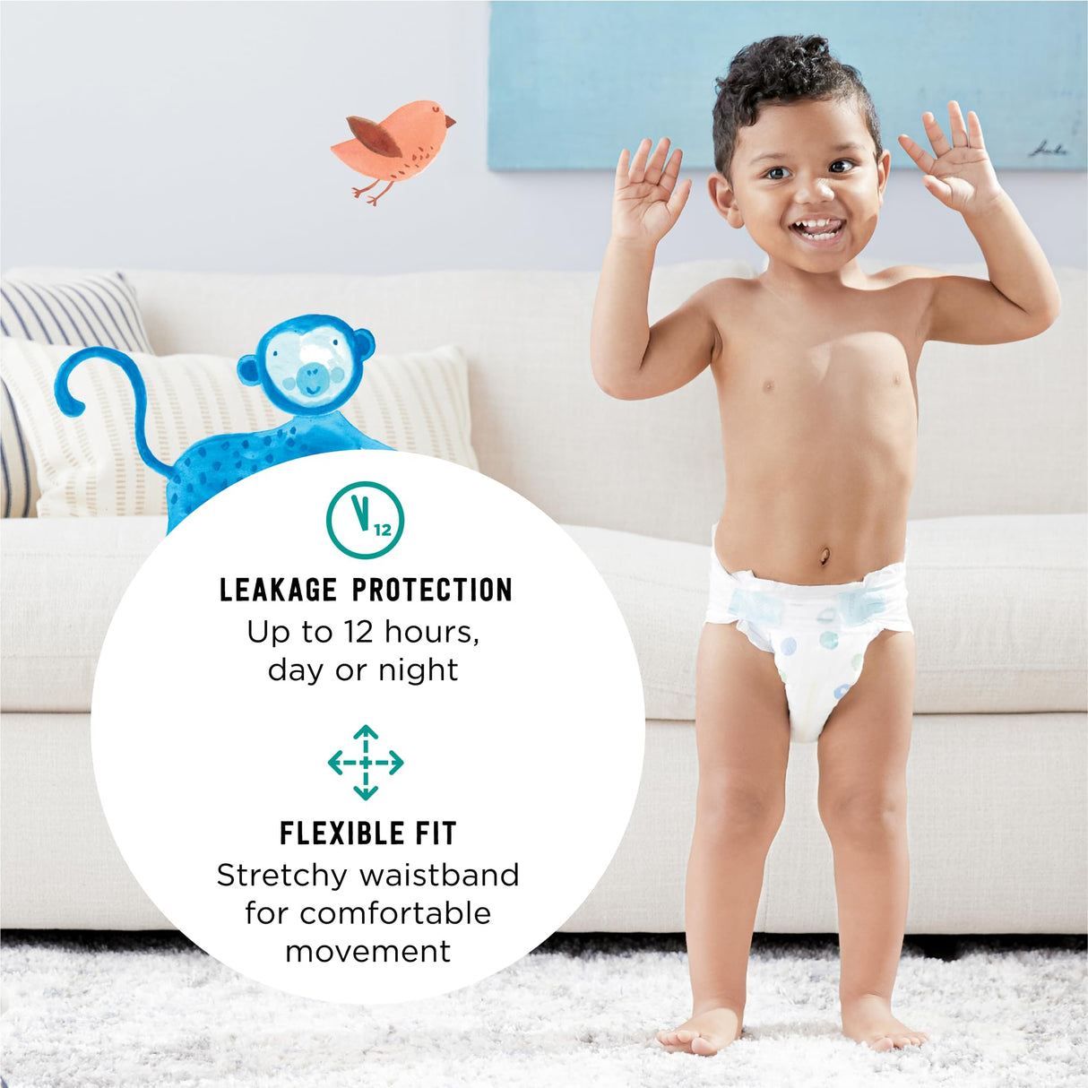 Amazon Brand - Mama Bear Gentle Touch Diapers, Hypoallergenic, Size 4, 148 Count, 4 Packs of 37, White