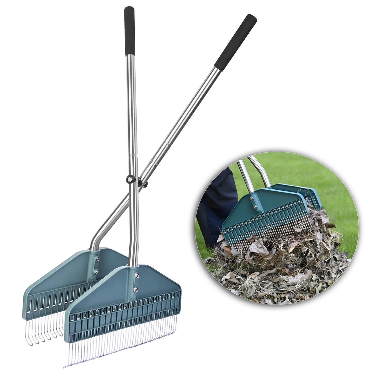 YEELOR Leaf Grabber Rake, 36.6 Inches, 3.3 Pounds(Straight Grip)