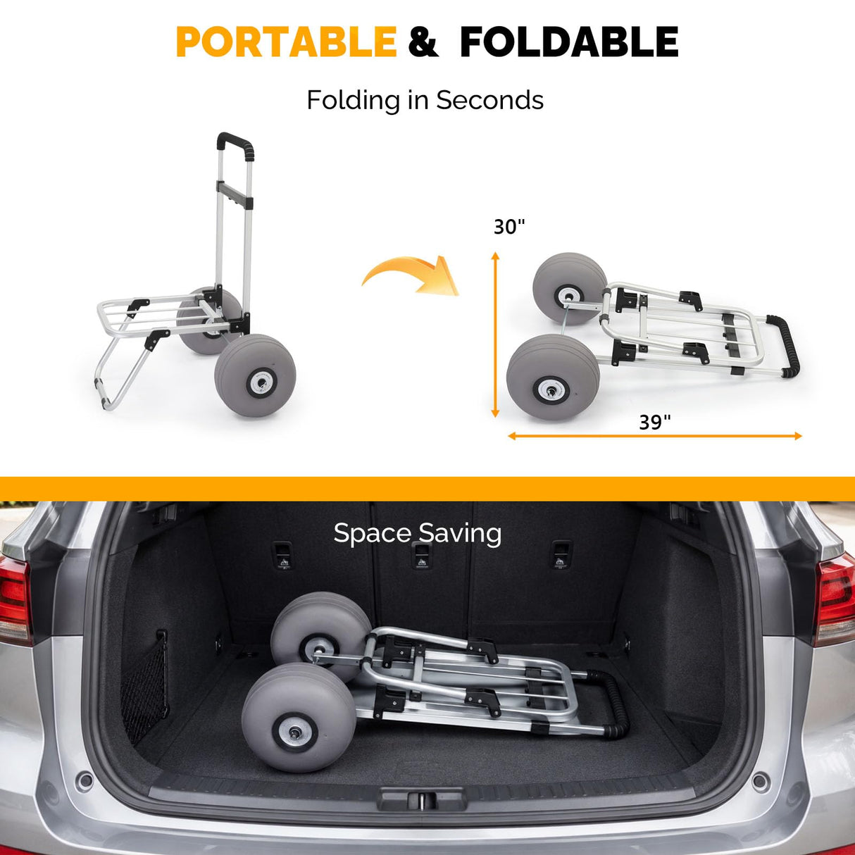Bonnlo Adjustable Beach Wagon for Sand with 11" All Terrain Wheels