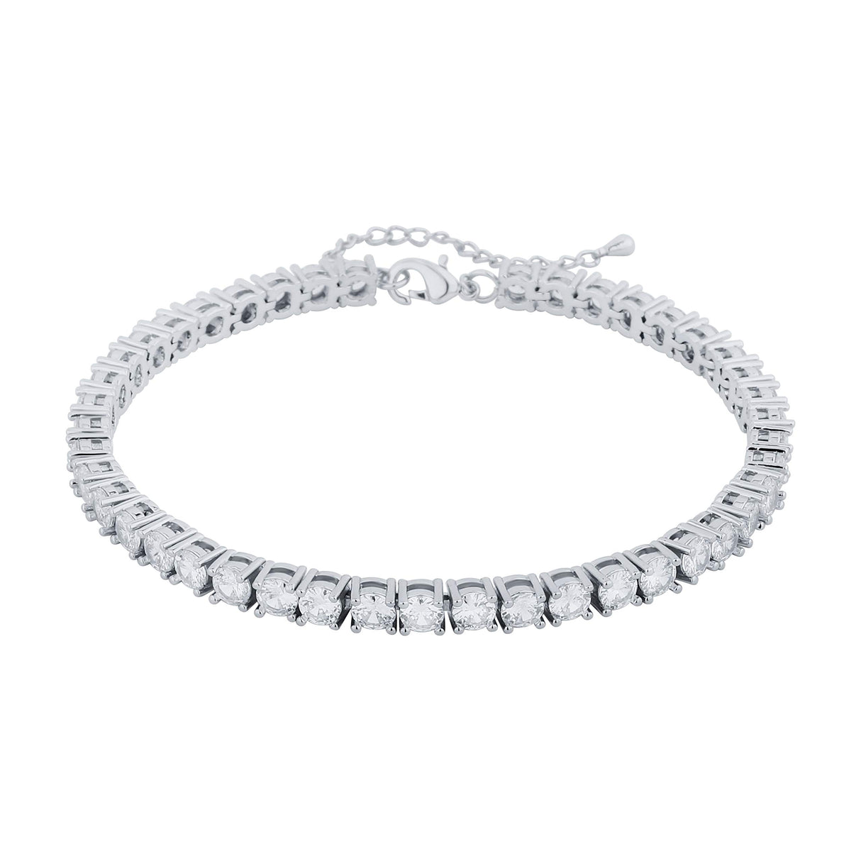 TOPGRILLZ Tennis Ankle Bracelet Anklet for Women, 3mm White Golden, 9 Inch