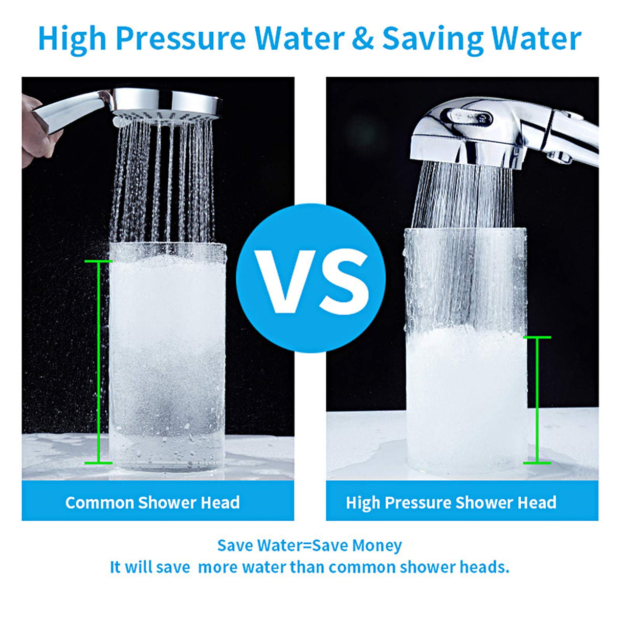 KAIYING Chrome High Pressure Handheld Shower Head with ON/OFF Pause Switch, 3 Spray Modes Shower Wand with Shut Off Button, Removable Camper Shower Head with Hose and Adjustable Angle Bracket