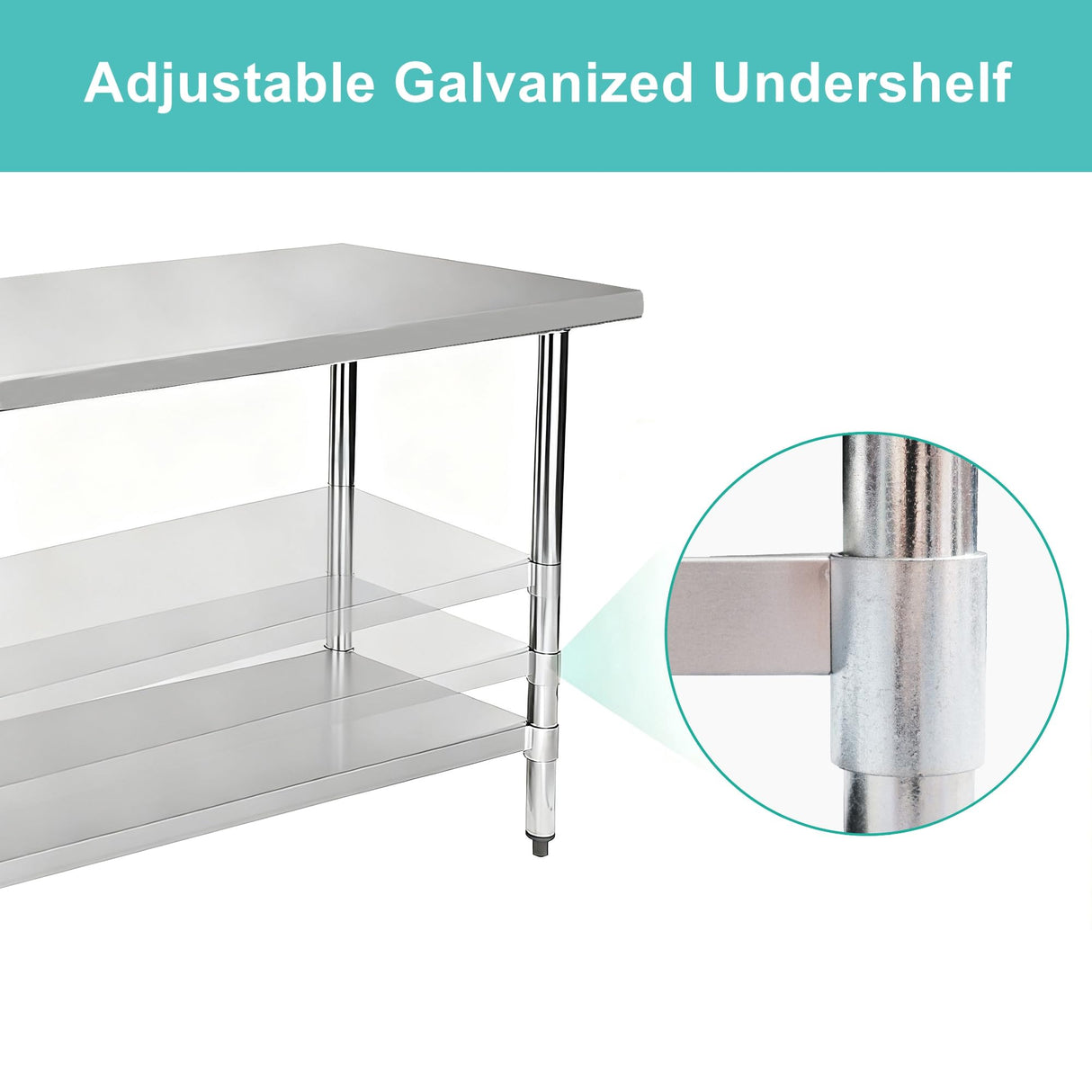 Okeyolive Stainless Steel Work Table 24 x 72 Inch, NSF Commercial Prep Table with Undershelf, Heavy Duty Food Prep Workstation