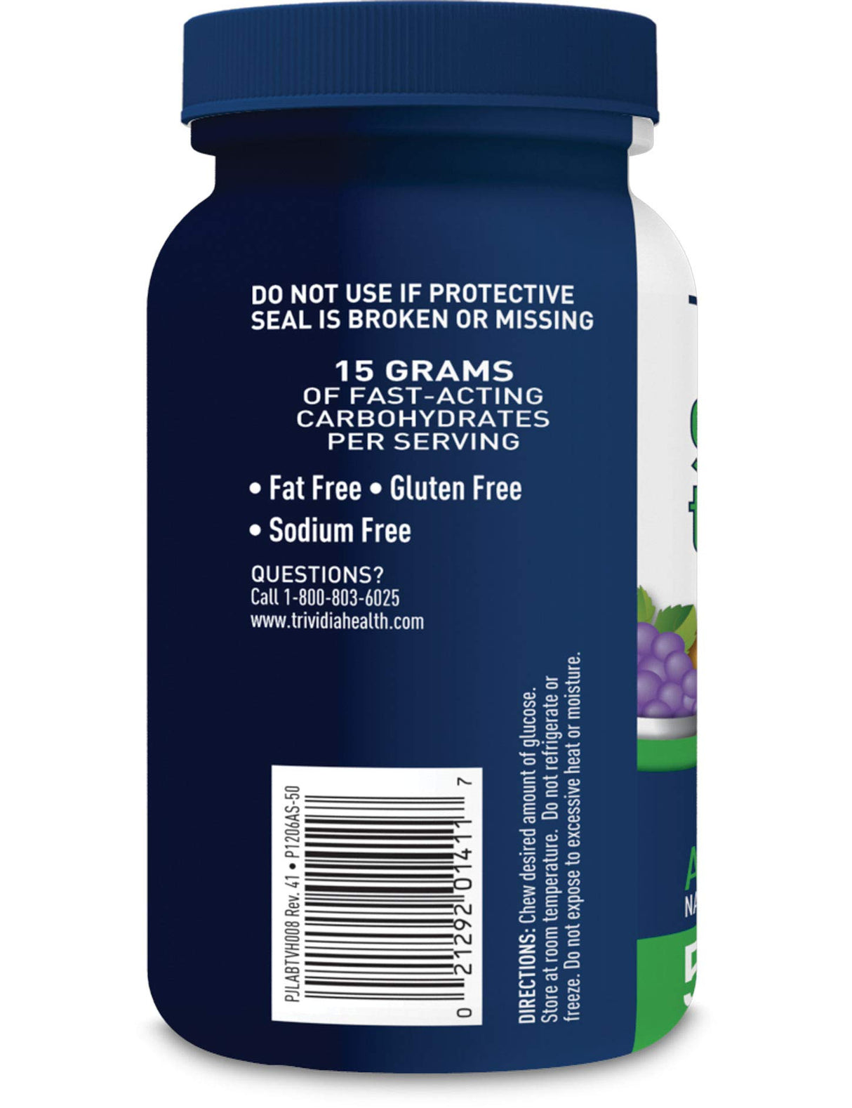 TRUEplus® Glucose Tablets, Assorted Flavor (Grape, Raspberry, Orange) - 50ct Bottle - 6 Pack