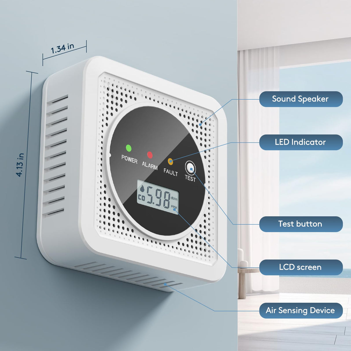 3 Packs,2-in-1,Smoke Carbon Monoxide Detector,Carbon Monoxide Detector,Smoke Alarm,CO Alarm, 85 db Sound,Battery Powered CO Alarm with LEDs,LCD Digital Screen,Test Button,3 Packs