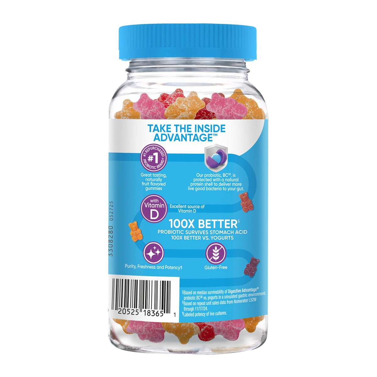 Digestive Advantage Daily Probiotic, Natural Fruit Flavor - 80ct Gummies
