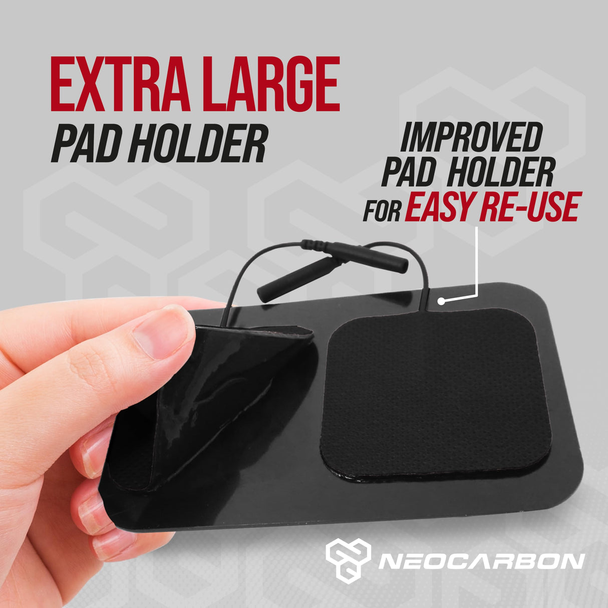 Reusable Electrode Pads for TENS Pro EMS Unit, Premium Replacement Square Pads with Plastic Holder, Set of 10 Pairs, Black