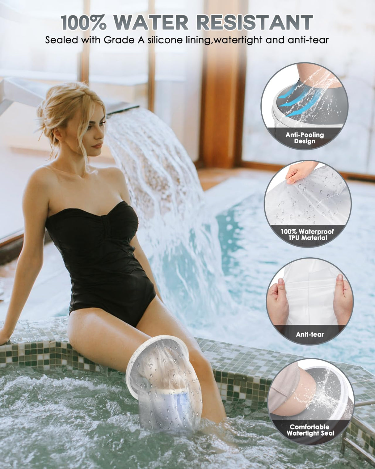 Waterproof Extra Wide Cast Covers for Shower Leg with Upgraded Non-Slip Bottom, Extra Large Cast Protector for Shower Leg Foot Ankle, Watertight Leg Cast Cover for Plus Size Adults Surgery Casts Boots