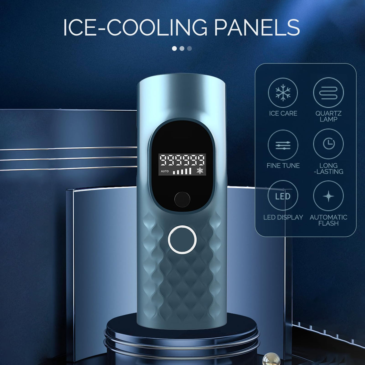 Laser Hair Removal for Women and Men - Permanent Painless Ice Cooling IPL Device Remover Machine with Shaver, Goggles, 999,999 Flashes for Body and Face, Corded