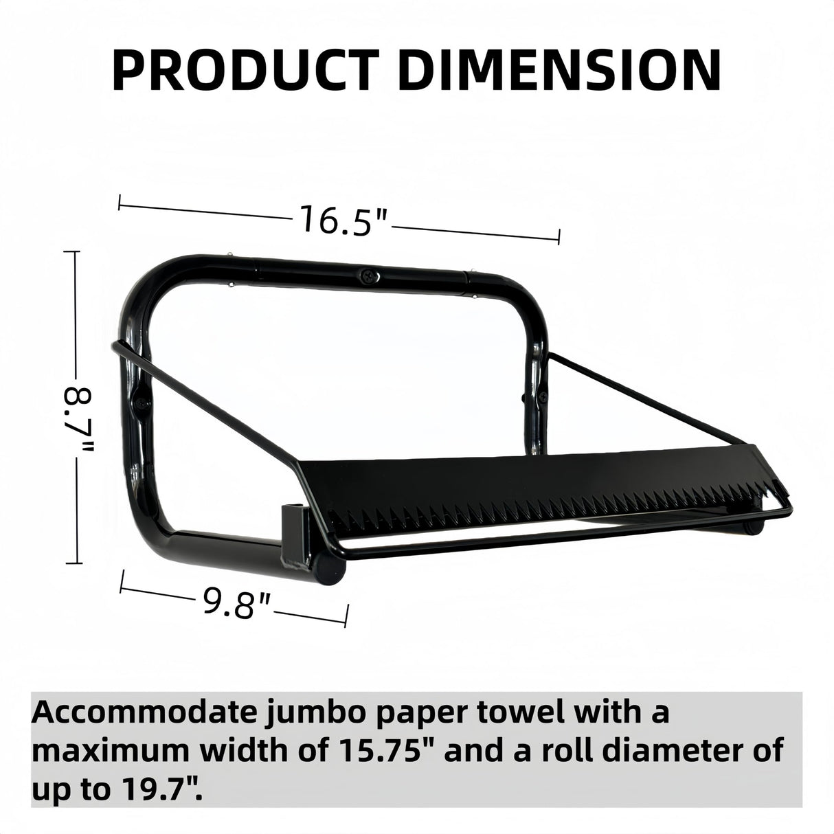 Jumbo Roll Wall Mounted Shop Paper Towel Holder, Wiper Dispenser for Garage and Industrial Use,16.5"x9.8"x8.7"(1 Pack, Black)