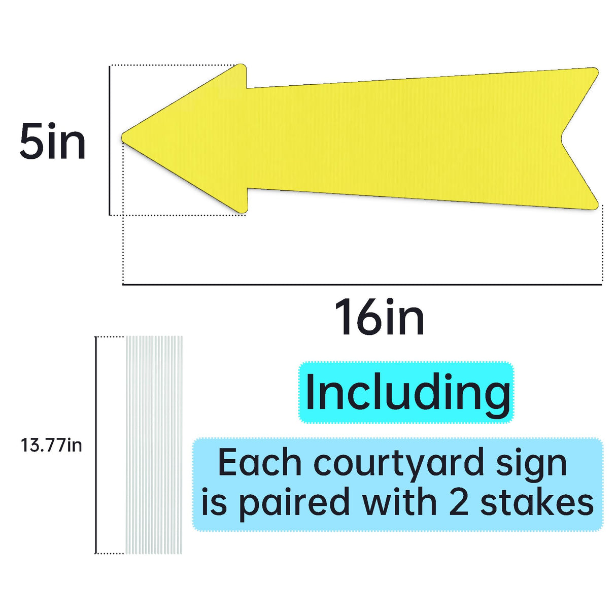 Yellow Arrow Signs with Stakes 16 x 5 Inches,This Way Directional Arrow Yard Signs,Christmas Party,Wedding Yard Signs, Birthday Party Signs (20)