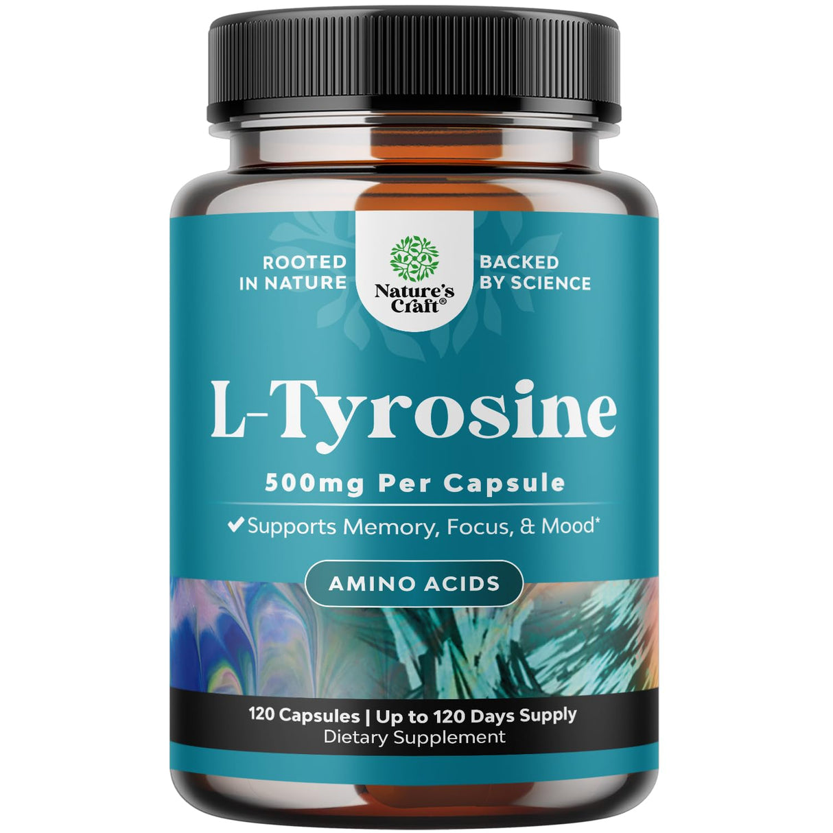 Free Form L Tyrosine 500mg Capsules - High Strength L-Tyrosine Supplement for Mental Energy and Focus Support - Amino Acid Nootropic Supplement for Mood Focus Attention and Cognitive Performance