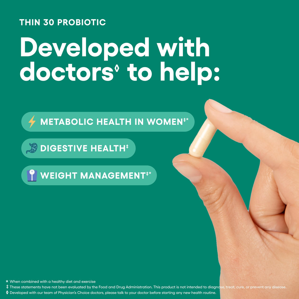 Physician's CHOICE Probiotics for Weight Management & Bloating - 6 Probiotic Strains - Prebiotics - Key ingredient Cayenne - Supports Gut Health - Weight Management for Women & Men - Green Tea - 60 CT