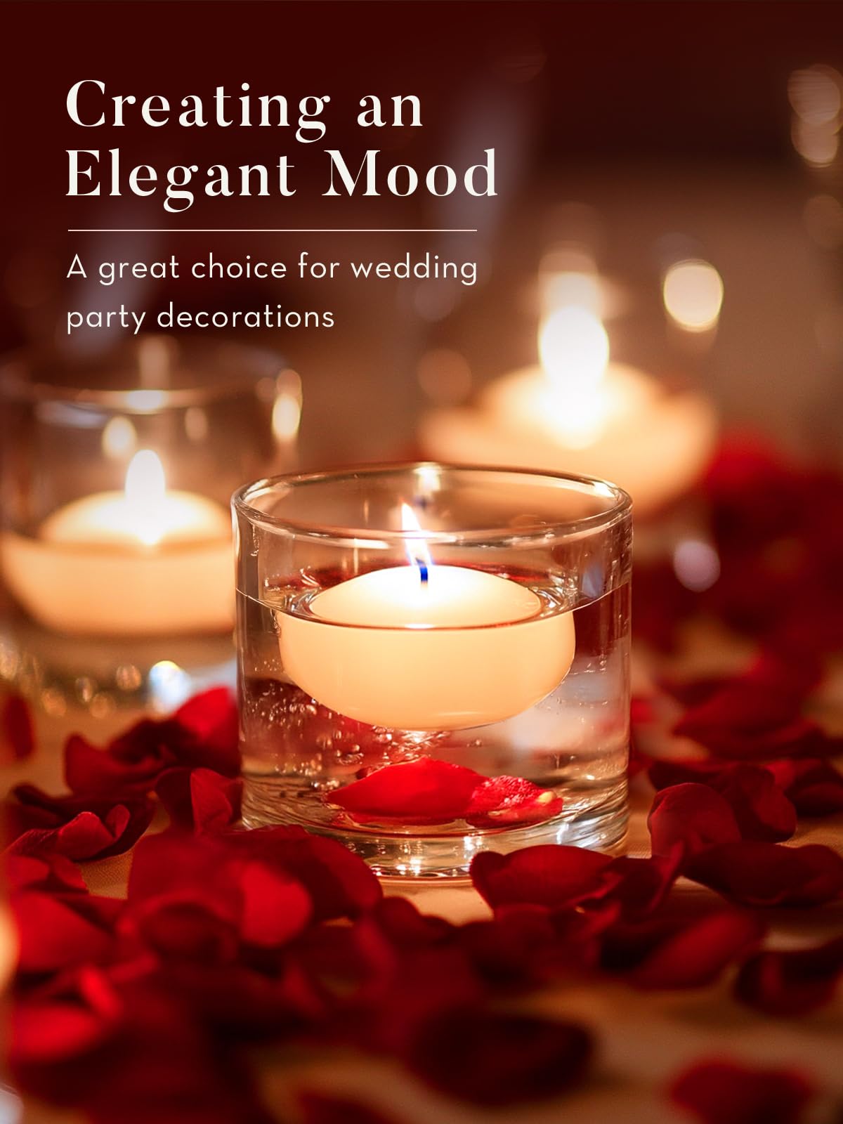 Ashlux White Floating Candles 2 inch, 48 Pack Floating Candles 5-6 Hours Long Burning, Unscented Floating Candle for Centerpieces, Wedding, Christmas Lights, Romantic Night for Her/Him Set