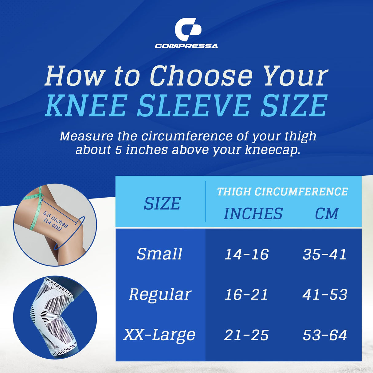 Compressa Knee Sleeve for Women & Men (Regular) - Non-Slip Compression Support for Joint Pain, Muscle Recovery, Arthritis, and Injury Relief