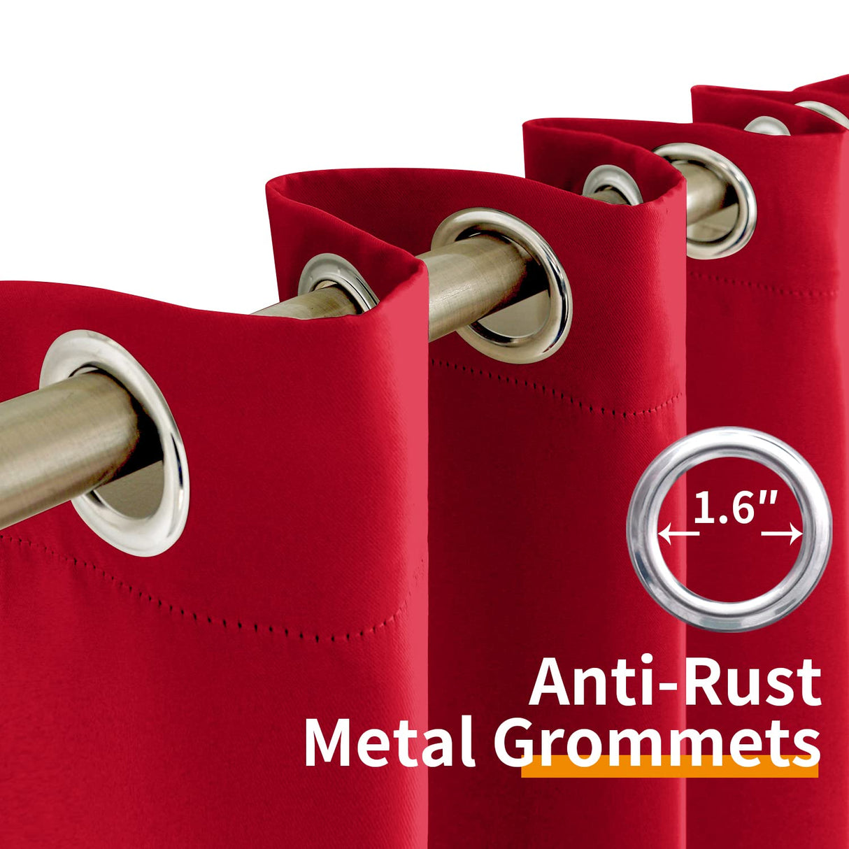 YoungsTex Red Blackout Curtains 63 Inch Length for Bedroom - Grommet Room Darkening Window Drapes Thermal Insulated for Christmas Living Room, 2 Panels, 42 x 63 Inch