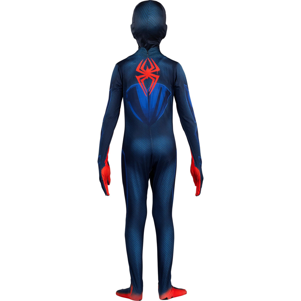 Marvel Miles Morales: Spider-Man Official Youth Deluxe Zentai Costume - Stretch Spandex with Hidden Zippers, Wrist Slits (S) Multi