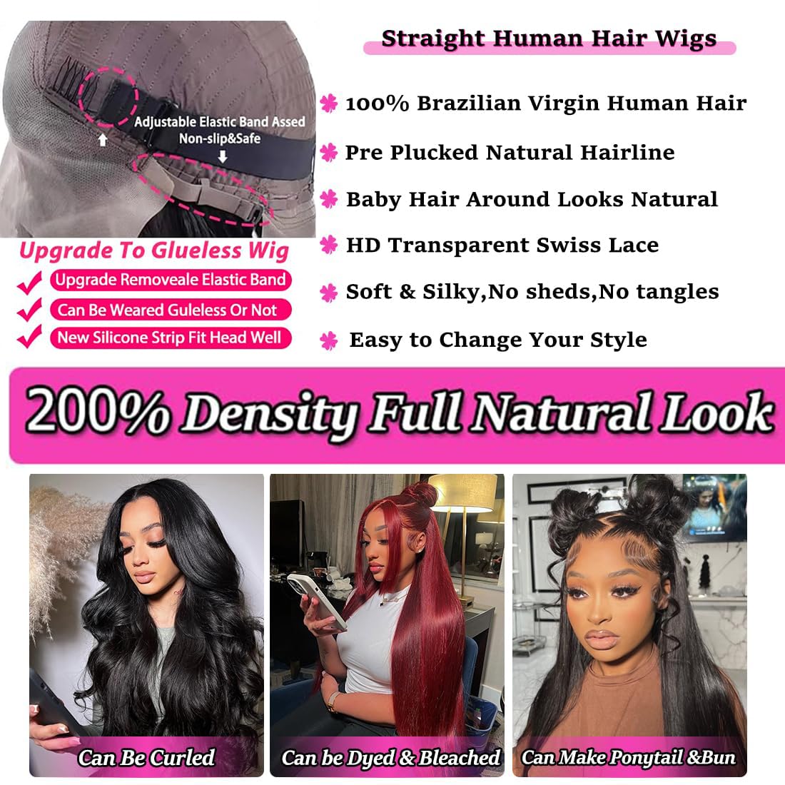 Afekisn 28 Inch 13x6 Lace Front Wigs Human Hair 200 Density Pre Plucked Straight Lace Front Wigs Human Hair With Baby Hair HD Lace Frontal Straight Wigs Human Hair for Women