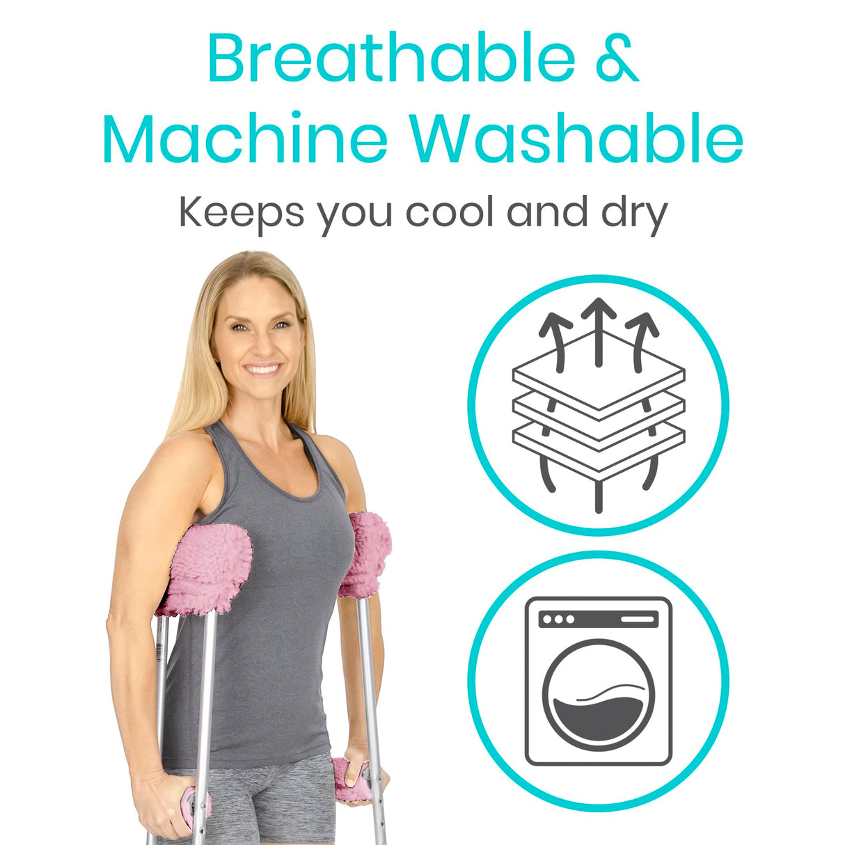 Vive Sheepskin Crutch Pads & Hand Grips - Comfortable, Breathable, Machine Washable Padding for Adults - Premium Accessory Covers for Crutches, Armpits - Latex-Free & Non-Toxic