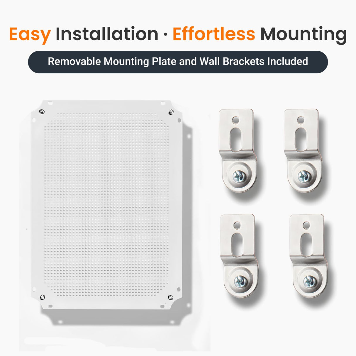 QILIPSU Waterproof Junction Box IP67 Outdoor Plastic Electrical Project Enclosure Weatherproof with Inner Door, Mounting Plate, Wall Brackets, Hinged Grey Cover 16.1"x12.2"x7.1" -D