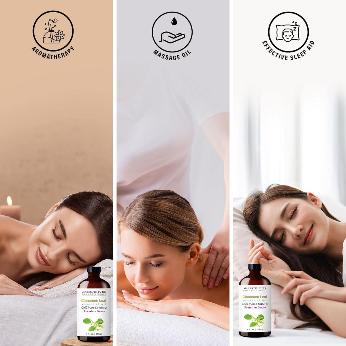 Majestic Pure Cinnamon Essential Oil | 100% Pure and Natural Cinnamon Oil | Premium Grade Essential Oils for Hair Care, Home Diffusers, Skin, Aromatherapy, Massage and Humidifiers | 4 Fl Oz