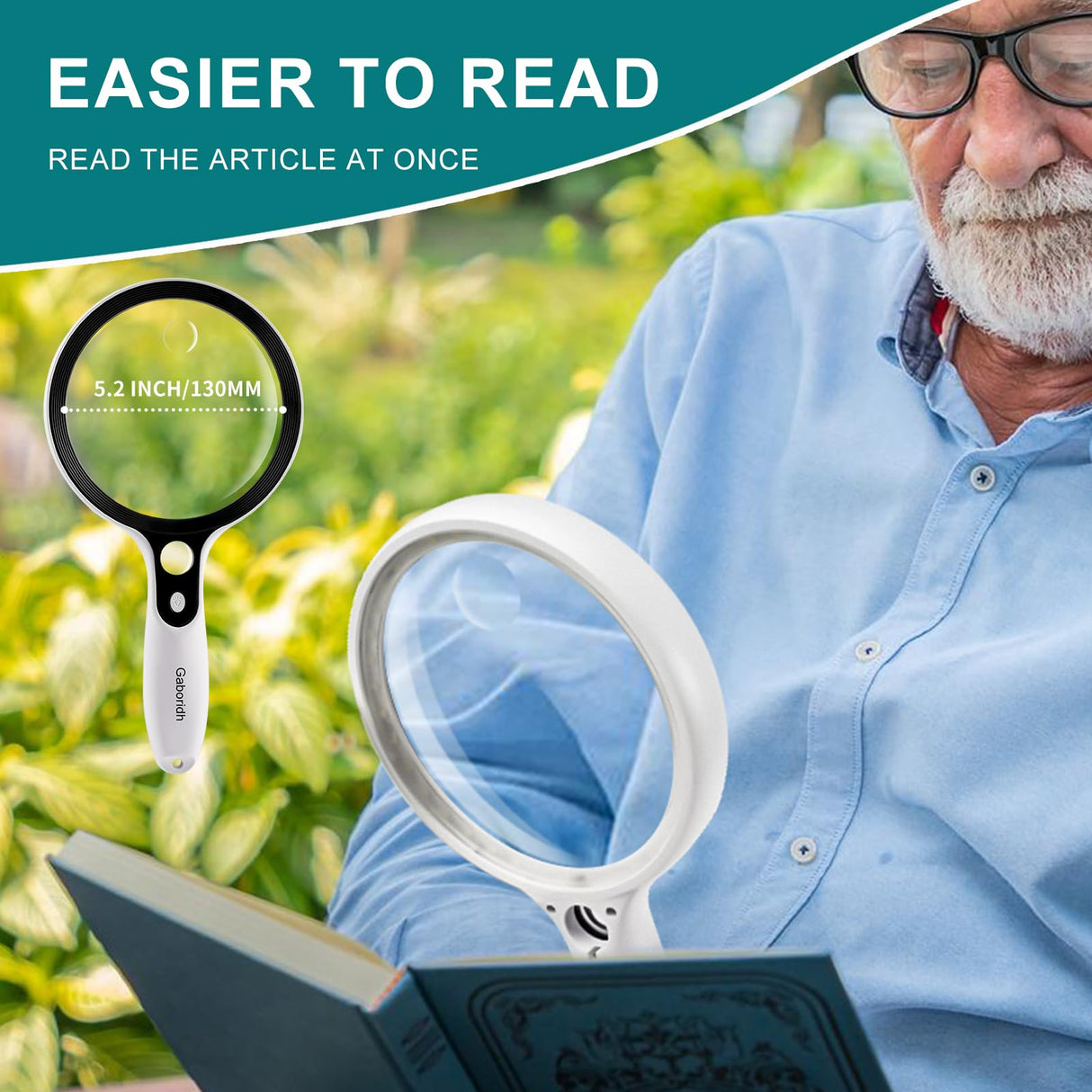 Large Magnifying Glass with 37 LED Light, 10X 20X 45X Handheld Illuminated Lighted Magnifier with 3 Light Modes for Seniors Reading, Inspection, Coins, Exploring Close Work